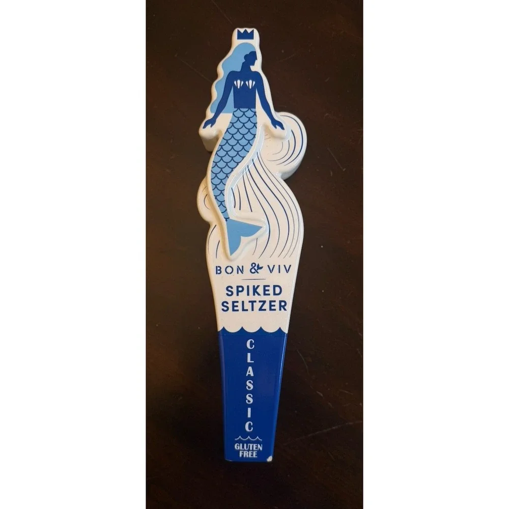 Bon & Viv Spiked Seltzer Beer Tap Handle Mermaid Classic Blue White Figural
